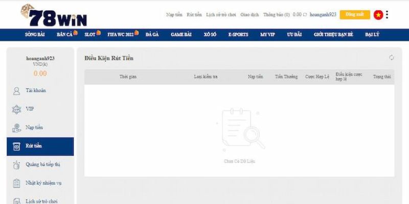 quy trình rút tiền 78WIN